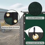 Privacy Fence Screen 8 x 200 ft. Dark Green Customized Outdoor Mesh Panels for Backyard, Construction Site with Zip Ties