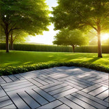 Afoxsos 1 ft. x 1 ft. Interlocking Plastic Deck Tile in Grey, Easy Installation Sturdy PVC Material Decking Tile (54-Pack)
