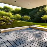 Afoxsos 1 ft. x 1 ft. Interlocking Plastic Deck Tile in Grey, Easy Installation Sturdy PVC Material Decking Tile (54-Pack)
