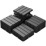 Angel Sar 1 ft. x 1 ft. Plastic Interlocking Deck Tiles in Dark Grey (27 Per Case)