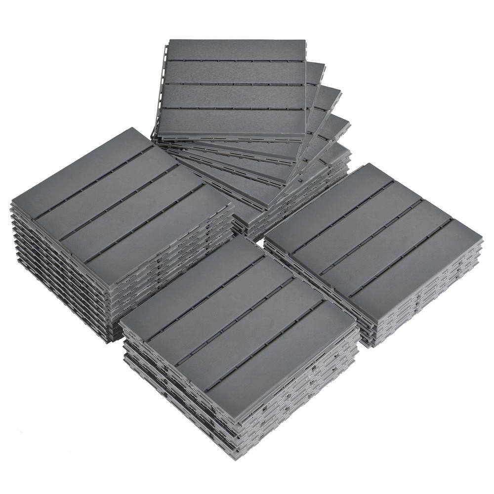 Karl home 0.98 ft. x 0.98 ft. Composite Deck Tile in Gray (27 Per Case)