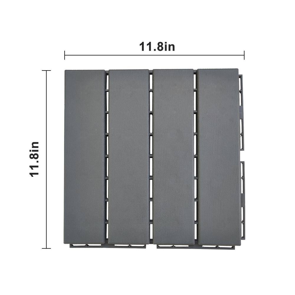 Karl home 0.98 ft. x 0.98 ft. Composite Deck Tile in Gray (27 Per Case)
