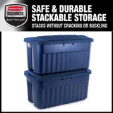 Rubbermaid Roughneck️ 40 Gal. Storage Totes with Hinged Lids, Dar Indigo Metallic, Pack of 2