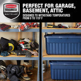Rubbermaid Roughneck️ 40 Gal. Storage Totes with Hinged Lids, Dar Indigo Metallic, Pack of 2