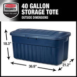 Rubbermaid Roughneck️ 40 Gal. Storage Totes with Hinged Lids, Dar Indigo Metallic, Pack of 2