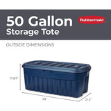Rubbermaid Roughneck️ Durable Stackable 50 Gal Storage Totes, Dark Indigo Metallic, 2-Pack