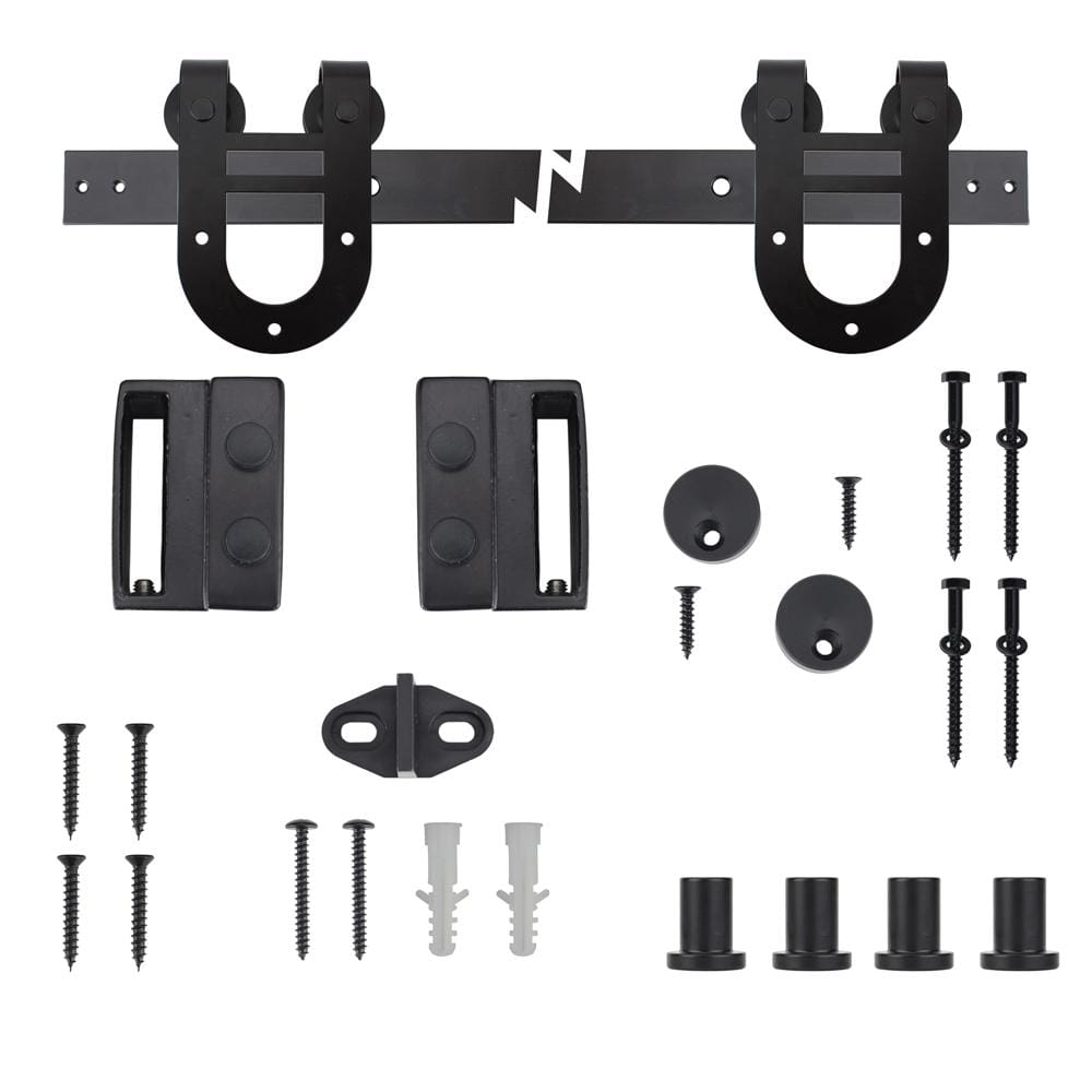 Everbilt 72 in. Black Horseshoe Sliding Barn Door Track and Hardware Kit