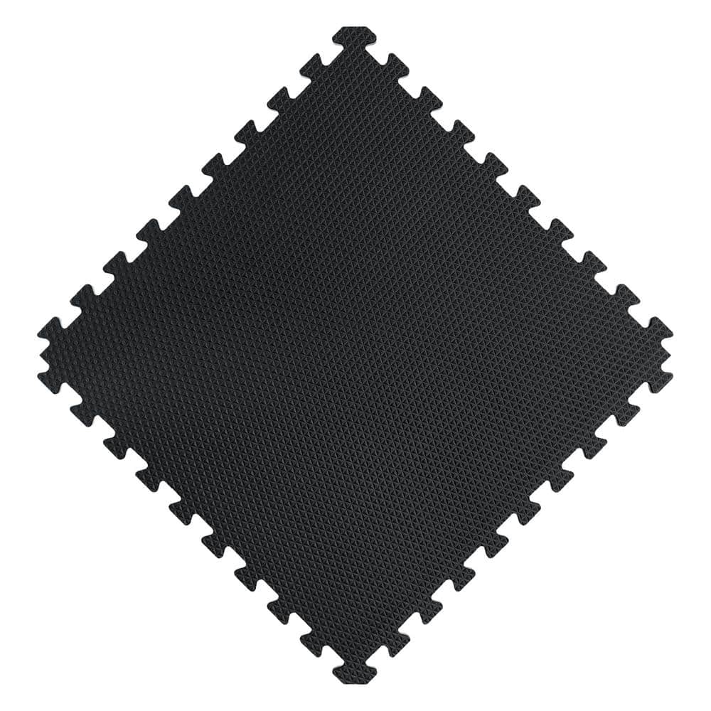 Norsk Reversible Dark Walnut/Black Faux Wood 24 in. x 24 in. x 0.47 in. Foam Mats (4-Pack)