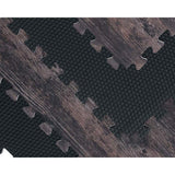 Norsk Reversible Dark Walnut/Black Faux Wood 24 in. x 24 in. x 0.47 in. Foam Mats (4-Pack)
