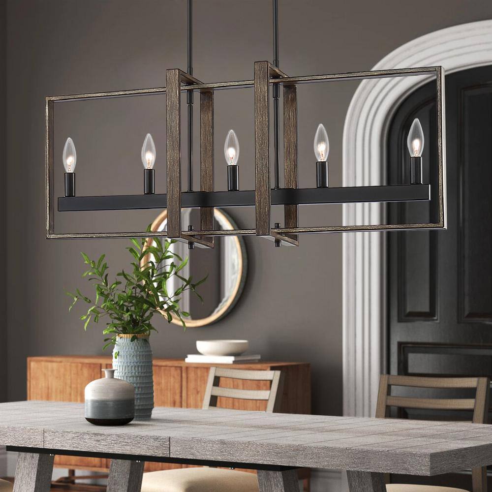 Vanity Art Amiens 5-Light Darkwood/Black Linear Pendant