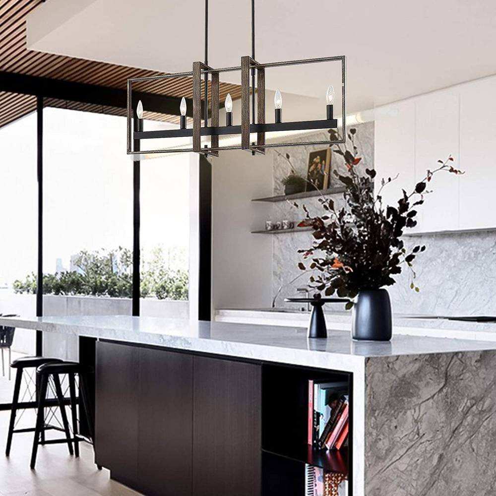 Vanity Art Amiens 5-Light Darkwood/Black Linear Pendant