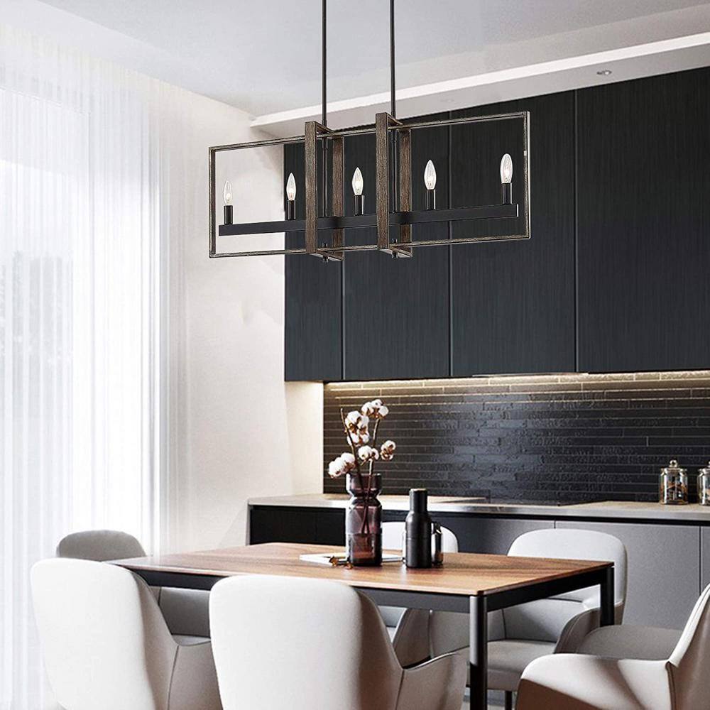 Vanity Art Amiens 5-Light Darkwood/Black Linear Pendant