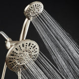 48-spray 7 in. Dual Shower Head and Handheld Shower Head with Body spray in Brushed Nickel - Super Arbor