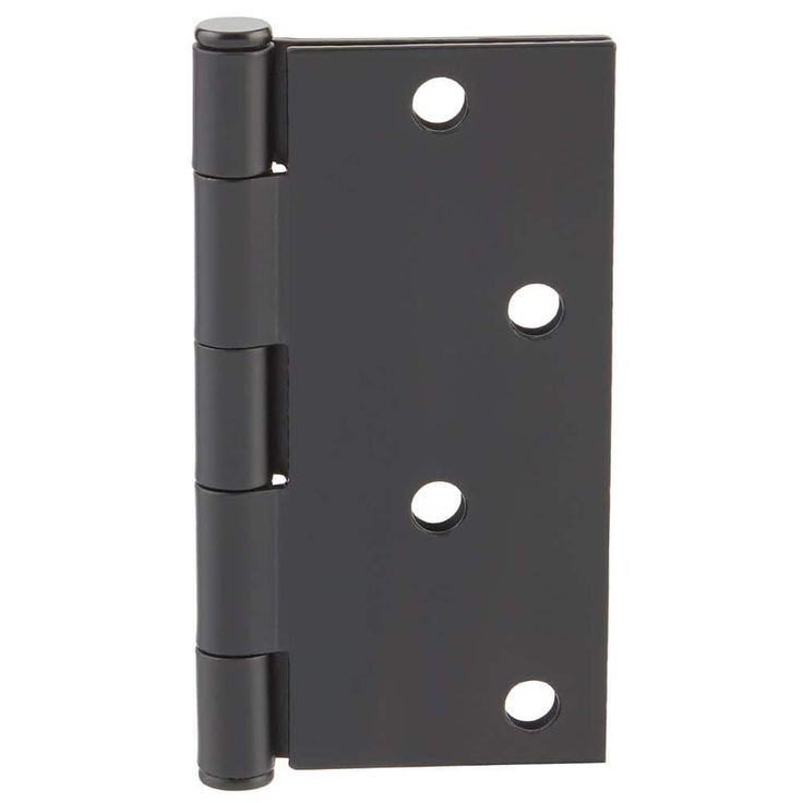 4 in. Square Corner Matte Black Door Hinge (24-Pack)