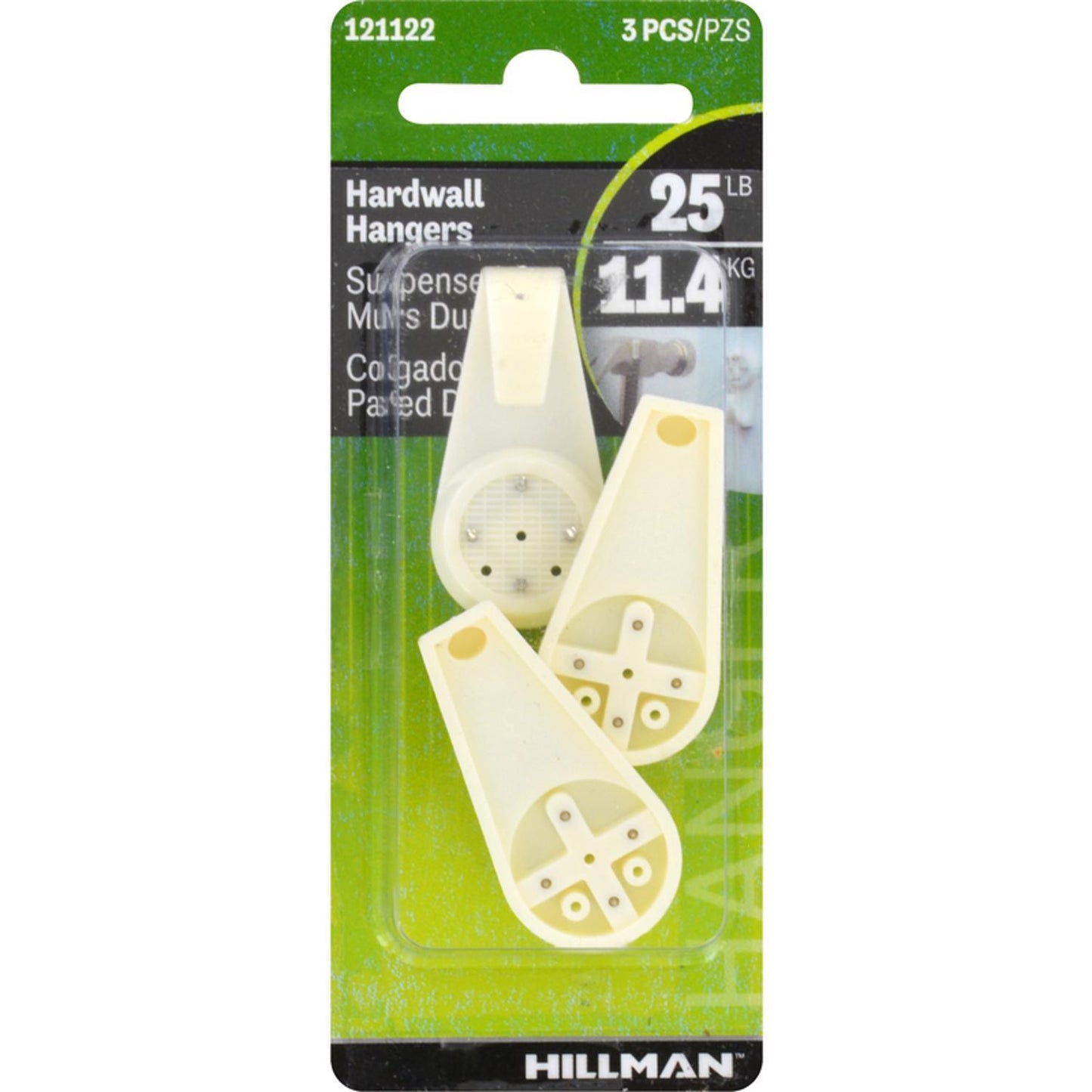 Hillman AnchorWire Plastic-Coated Hardwall Picture Hooks, 25 lb Capacity, 3-Pack