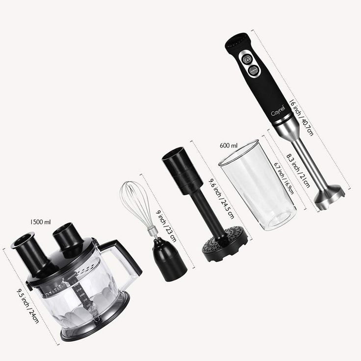 8-Speed 500-Watt Black Stainless Steel Control 6-in-1 Multi-Purpose Immersion Hand Blender Set