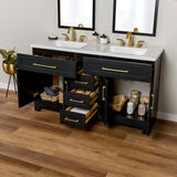 Style Selections Cauley 60-in Black Double Sink Bathroom Vanity with White Cultured Marble Top