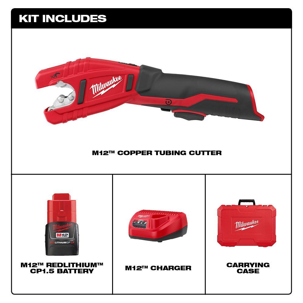 M12 12-Volt Lithium-Ion Cordless Copper Tubing Cutter Kit W/ 1000 Lumens M12 Flood Light - Super Arbor