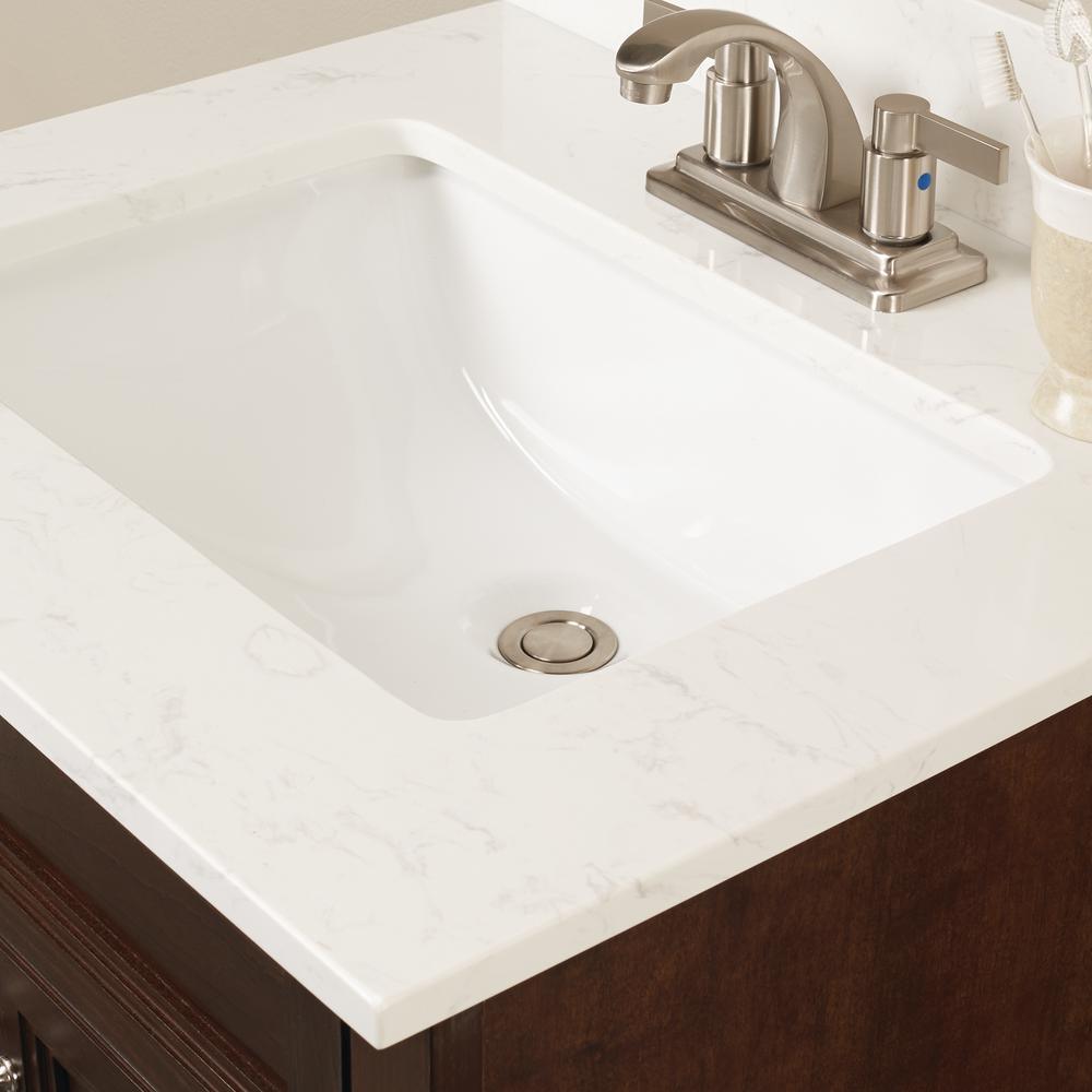 25 in. W Engineered Marble Single Sink Vanity Top in Vanilla Sky with White Sink - Super Arbor