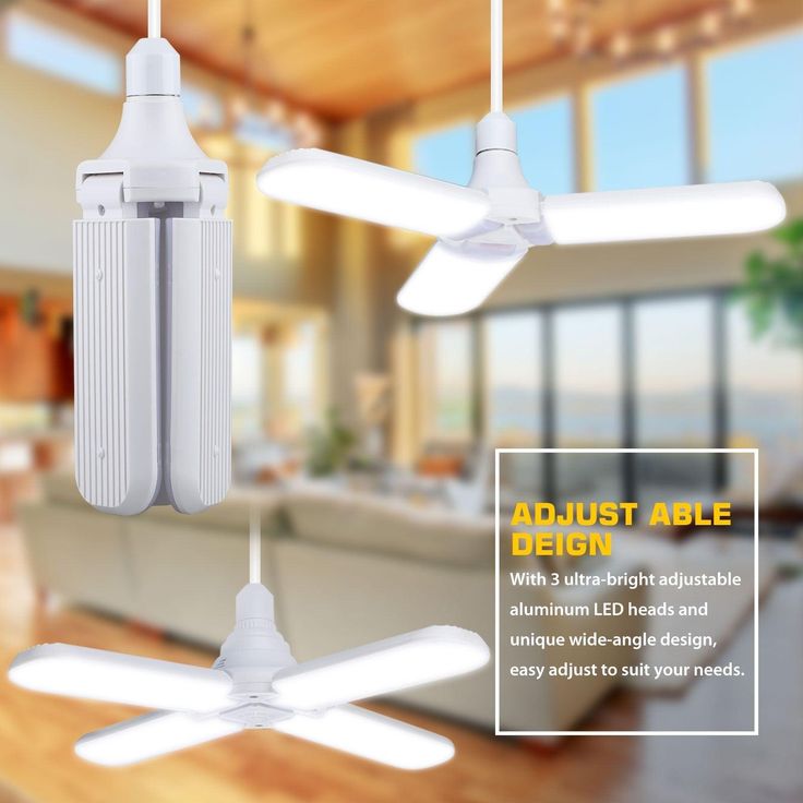 60W/45W LED Garage Lights, TSV 4/3 LED Heads Foldable Trilright Garage Ceiling Lighting 3200LM 6500K White LED Shop Light, Deformable LED Garage Ceiling Lighting Bulbs Workshop Light for Workbench