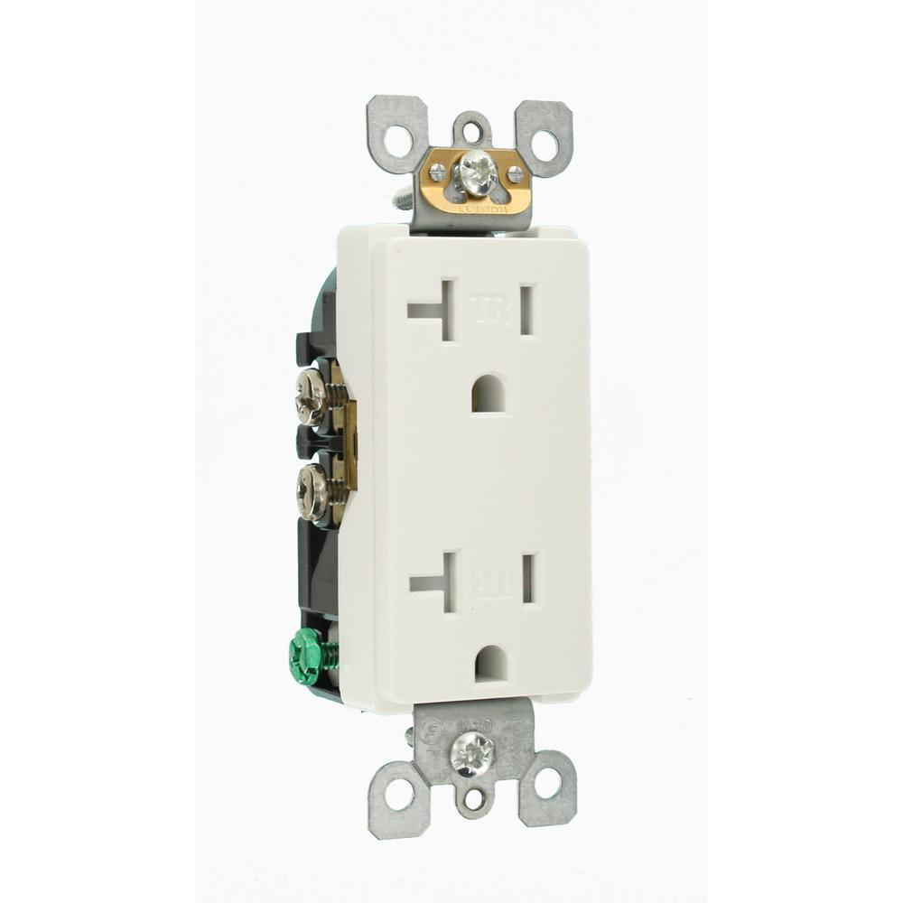 Decora 20 Amp Ultrasonic Tamper Resistant Duplex Outlet, White (10-Pack) - Super Arbor