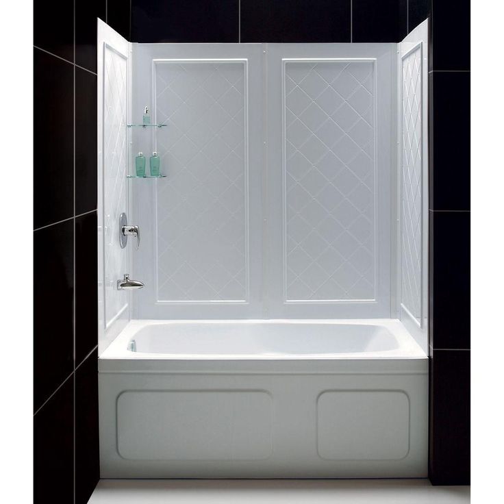 DreamLine QWALL-Tub 28-32 in. D x 56-60 in. W x 60 in. H 4-Piece Easy Up Adhesive Tub Surround, White