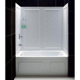 DreamLine QWALL-Tub 28-32 in. D x 56-60 in. W x 60 in. H 4-Piece Easy Up Adhesive Tub Surround, White
