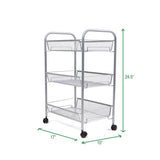 Roll 3-Shelf Rolling Silver Metal Mesh Coffee Cart