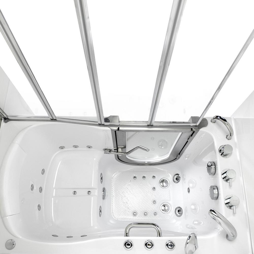 Elite 52 in. Walk-In Whirlpool and Air Bath Bathtub in White with LH Door, Thermostatic Faucet, Dual Drain,Shower Screen - Super Arbor