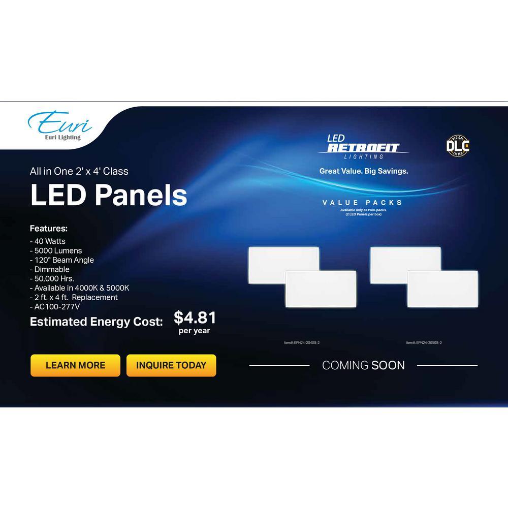 2 ft. x 4 ft. 5000 Lumens Integrated LED Panel Light in Cool White 5000K (2-Pack) - Super Arbor