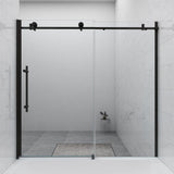 60 in. W x 59 in. H Sliding Frameless Bathtub Door in Matte Black with Clear Glass and Handle - Super Arbor