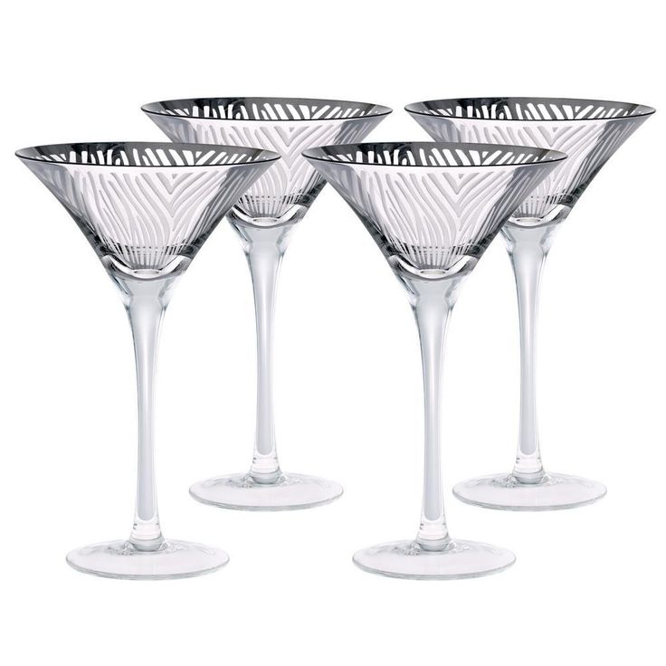 8 oz. Zebra Gold Design Martini Glass (Set of 4)