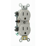 15 Amp Industrial Grade Narrow-Body Duplex Outlet, Gray - Super Arbor