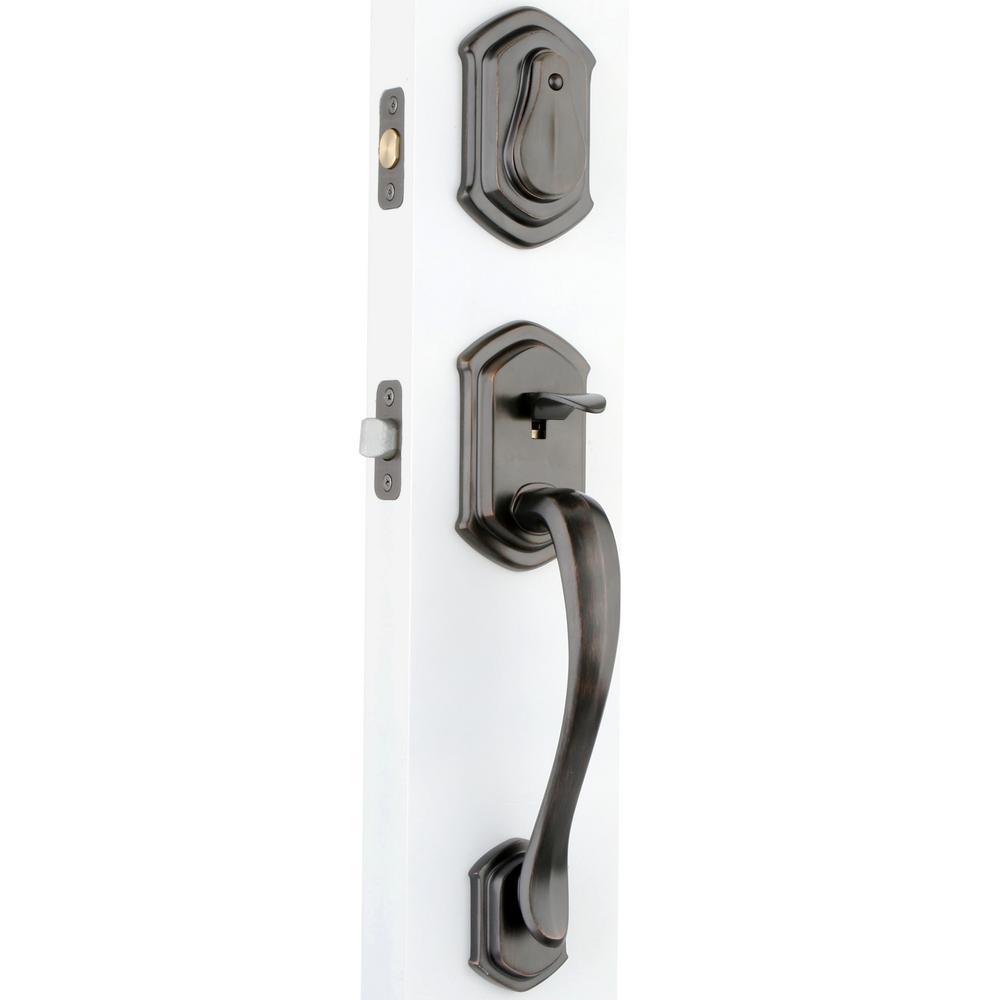 Prestige Medina Single Cylinder Venetian Bronze Door Handleset with Arch Rose Madrina Door Lever feat SmartKey Security - Super Arbor