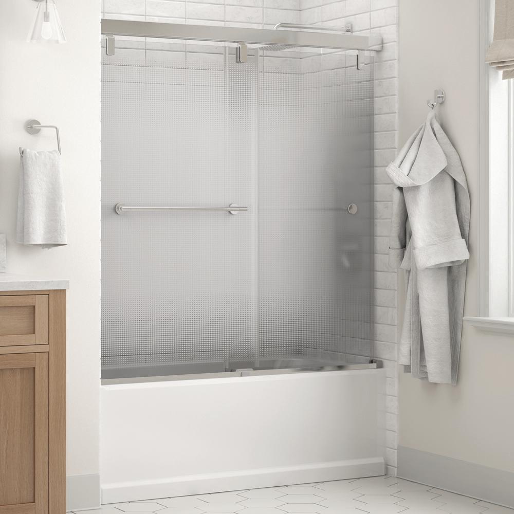 Everly 60 in. x 59-1/4 in. Mod Semi-Frameless Sliding Bathtub Door in Matte Black and 1/4 in. (6mm) Clear Glass - Super Arbor