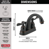 Delta Windemere Oil Rubbed Bronze 2-Handle 4-in Centerset WaterSense Bathroom Sink Faucet with Drain