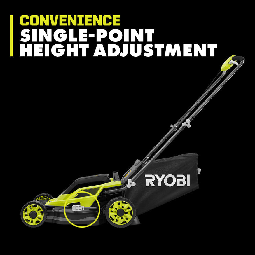 RYOBI 13 in. ONE+ 18-Volt Lithium-Ion Cordless Push Lawn Mower Kit with 4.0Ah Battery & Charger