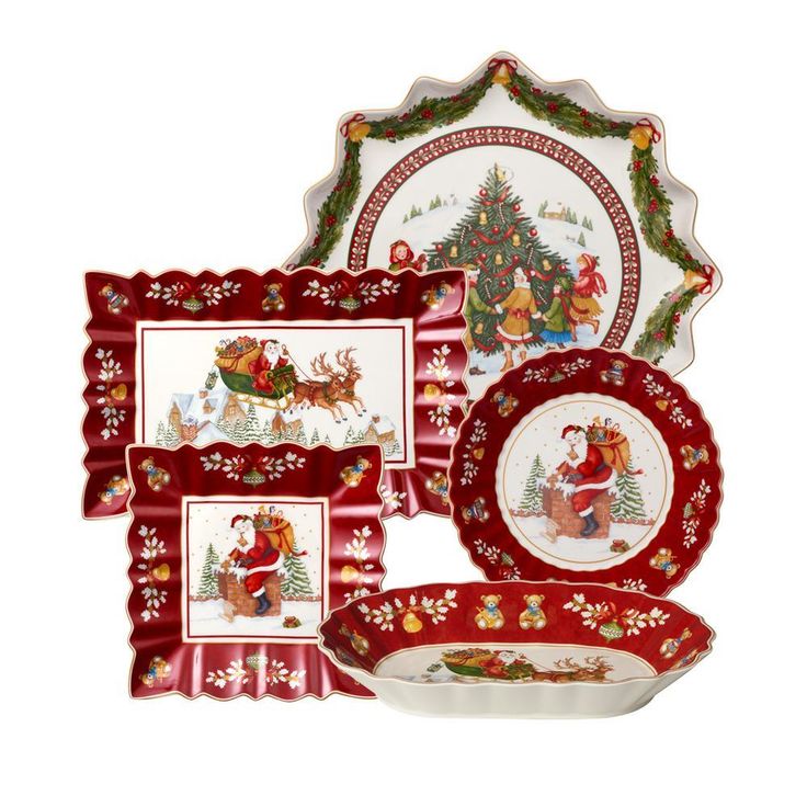 Toy's Fantasy 13.75 in. Rectangular Cake Plate Sleigh Ride