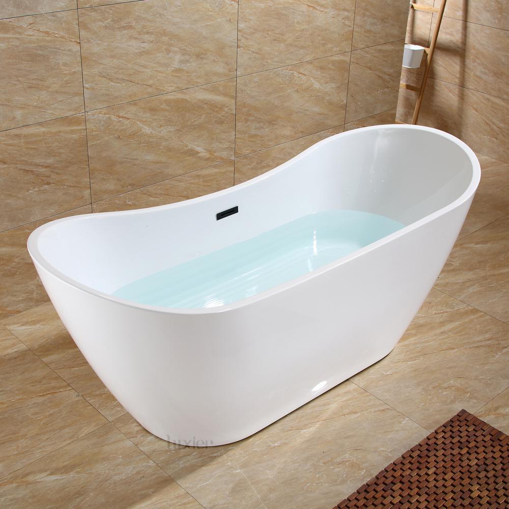 70 in. Luxury Acrylic Flatbottom Soaking Bathtub Spa in White with Oil Rubbed Bronze Trim - Super Arbor
