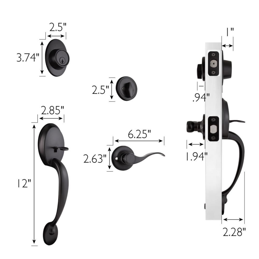 Coventry Matte Black Door Handleset with Springdale Lever Interior and Single Cylinder Deadbolt - Super Arbor