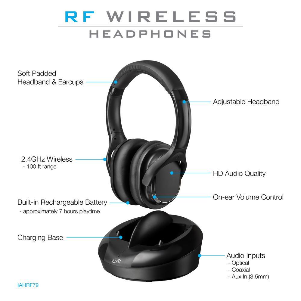 Wireless Radio Frequency Headphones with Charging Dock - Super Arbor