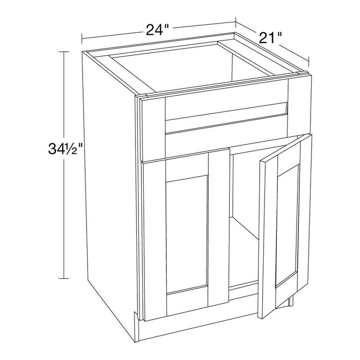 Home Decorators Collection Winchester Light Vespar White Thermofoil Plywood Shaker Stock Semi-Custom Base Kitchen Cabinet 24 in. W x 21 in. D