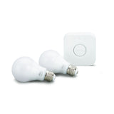 Philips Hue White A19 LED 60W Equivalent Dimmable Smart Wireless Lighting Starter Kit – 2 Bulbs + Bridge