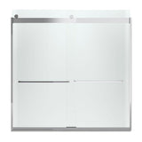 Levity 59 in. x 62 in. Semi-Frameless Sliding Tub Door in Nickel with Handle and Frosted Glass - Super Arbor