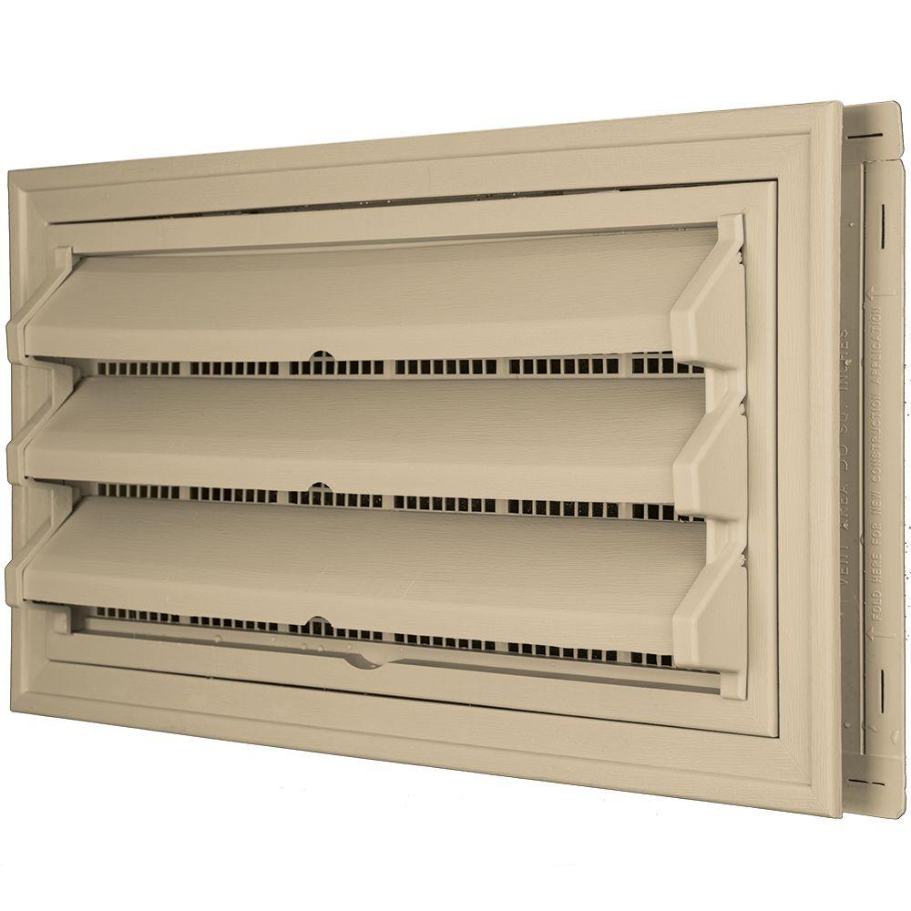9-3/8 in. x 17-1/2 in. Foundation Vent Kit w/ Trim Ring and Optional Fixed Louvers (Galvanized Screen) #117 Bright White