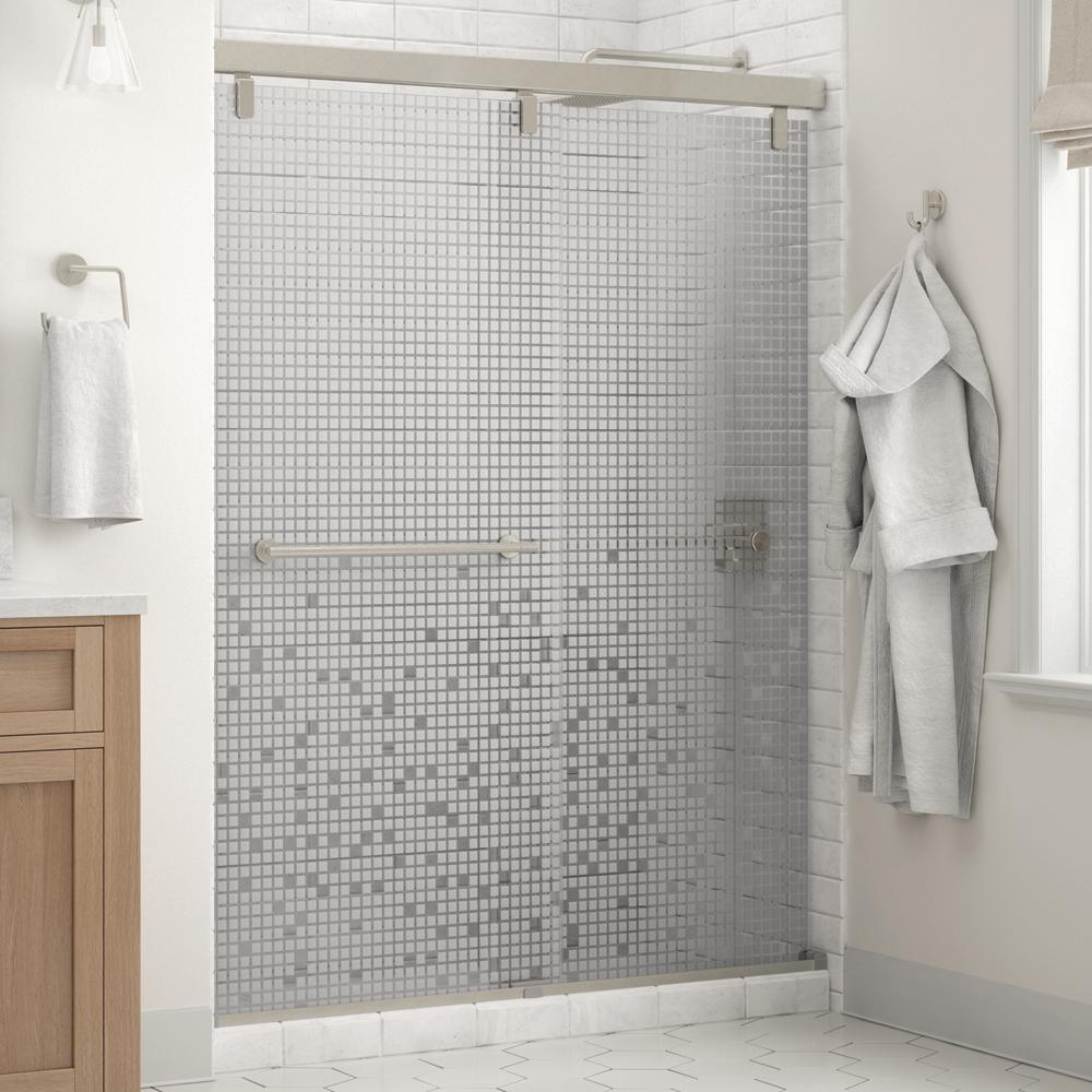 Lyndall 60 in. x 71-1/2 in. Frameless Mod Soft-Close Sliding Shower Door in Matte Black with 1/4 in. (6 mm) Clear Glass - Super Arbor