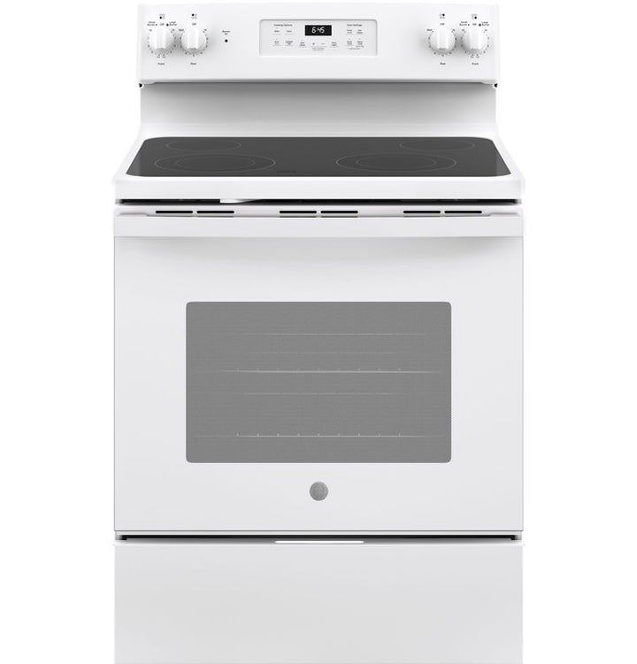 GE 30-in Smooth Surface 4 Elements 5.3-cu ft Self-Cleaning Freestanding Electric Range (White)