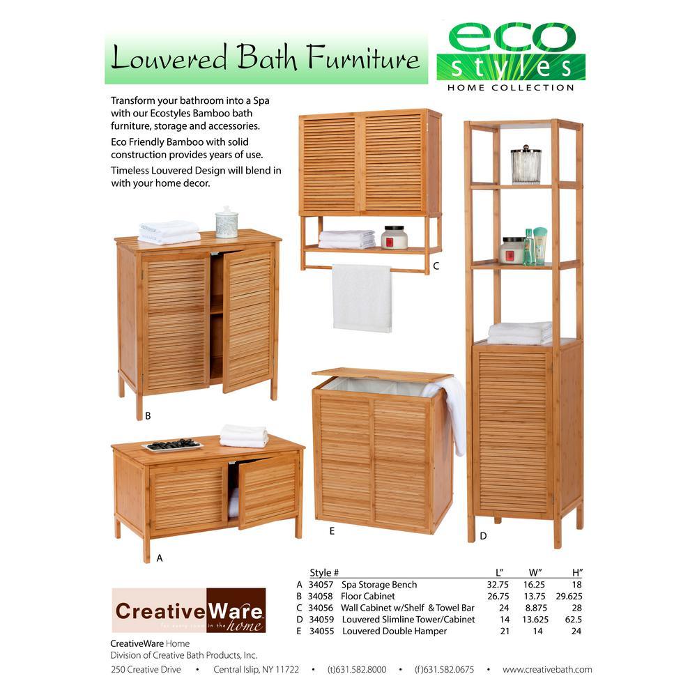 26.75 in. W x 13.75 in. D x 29.75 in. H EcoStyles Louvered Bamboo Floor Cabinet - Super Arbor