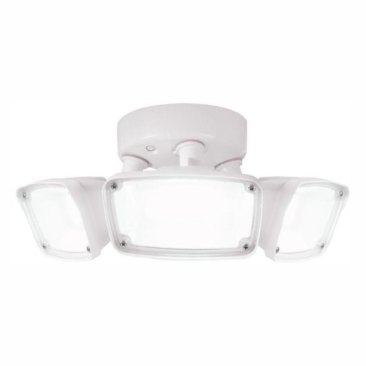 FHS White Outdoor Integrated Triple Head LED Flood Light with Selectable CCT (3000K, 4000K or 5000K), Switch Controlled
