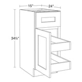 Home Decorators Collection Newport 15 in. W x 24 in. D x 34.5 in. H Assembled Plywood Base Kitchen Cabinet in Pearl Gray with 2ROT Soft Close LH